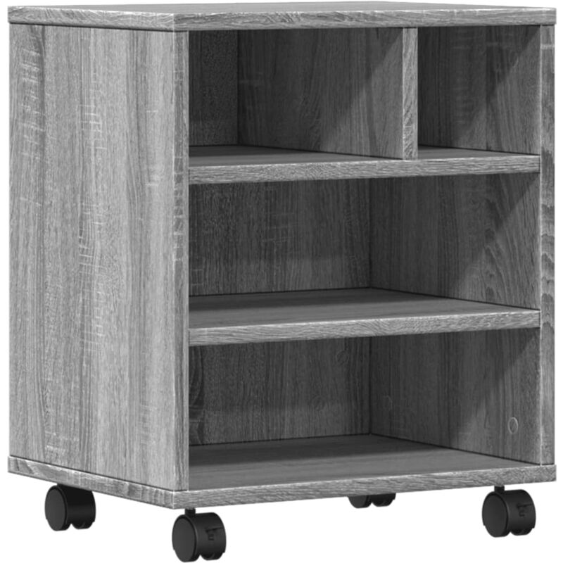 Printer Stand with Wheels Grey Sonoma 41x32x48 cm Vidaxl