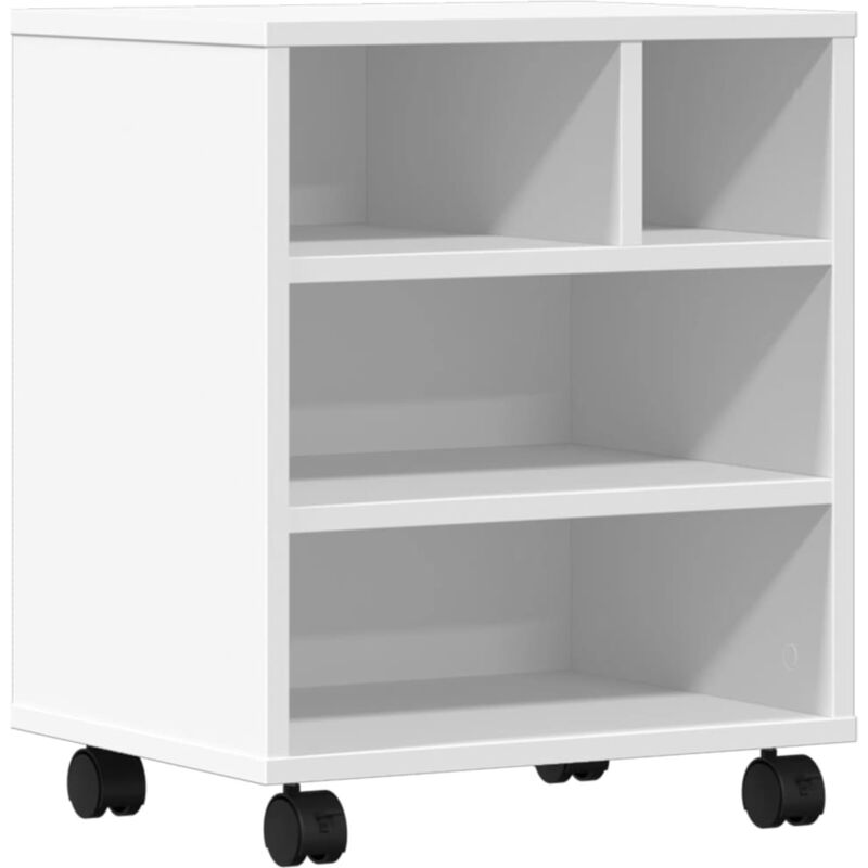 Printer Stand with Wheels White 41x32x48 cm Vidaxl