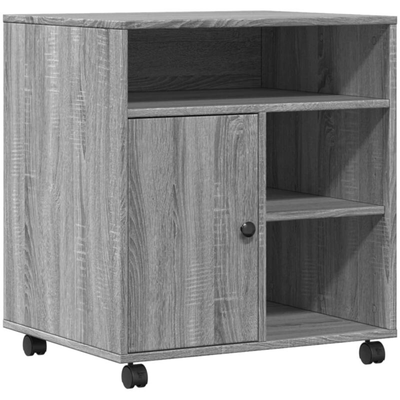Printer Stand with Wheels Grey Sonoma 60x50x67 cm vidaXL