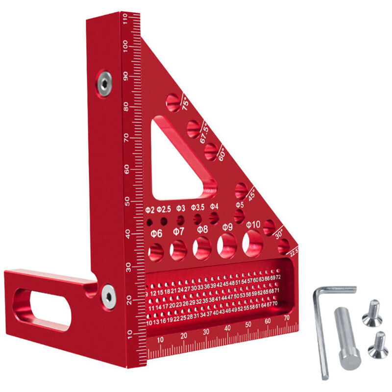 3D Multi-Angle Square, Woodworking Square, Multifunctional Aluminum Triangular Carpenter's Ruler from 22.5 to 90 Degrees, Carpenter's Square,